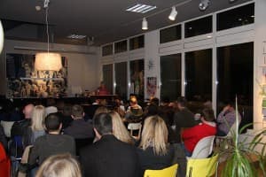Full house in teh smowroom for teh Leipzig Buchmesse readings