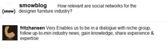 fritz-hansen-twitter Fritz Hansen have recognised the advantages of social networking