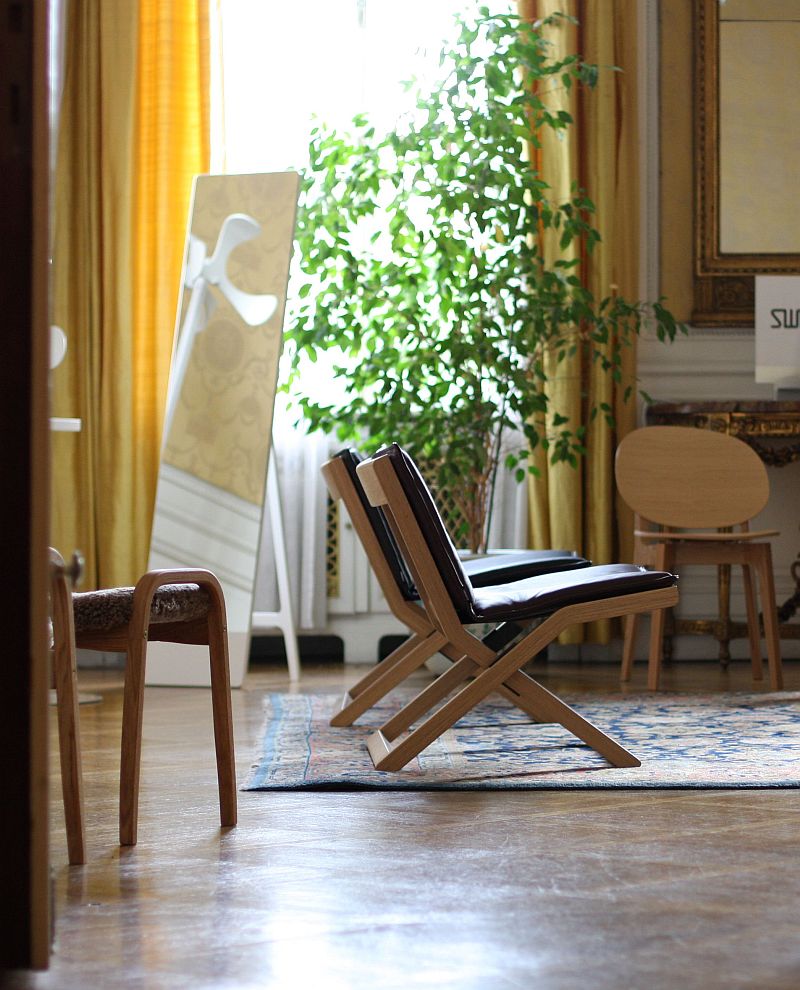 In the foreground Crusier by Marina Bautier in the background Olive Wood Chair by Claesson Koivisto Rune both from swedese