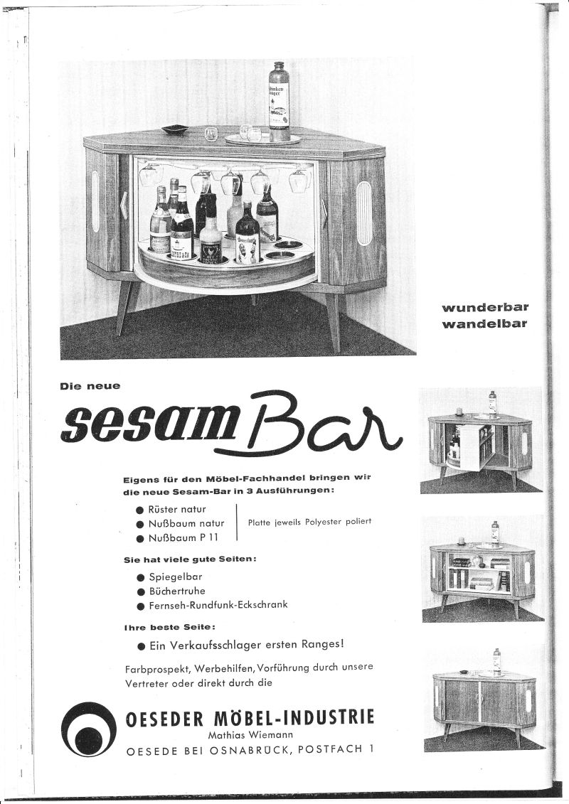 Lost Furniture Design Classics Sesam-Bar by Oeseder Möbel-Industrie Advert