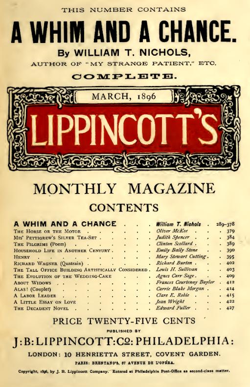 Lippincott's Monthly Magazine March 1896
