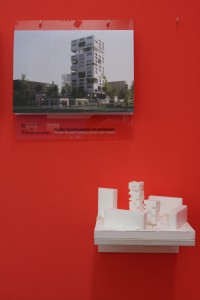 A solution for Karl-Marx-Alle/Berolinastrasse Berlin by Beckmann N'Thepe Paris, as seen at URBAN LIVING - Strategies for the Future at the Deutsches Architektur Zentrum DAZ, Berlin
