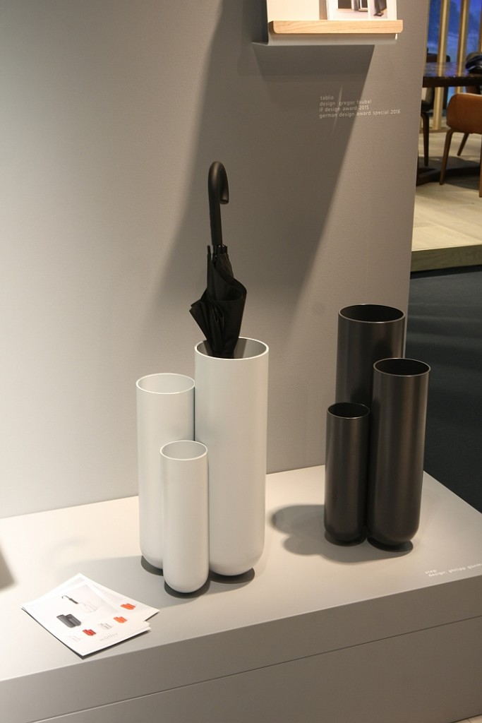 The umberella stand Step by Philipp Günther for Müller Möbelfabrikation, as seen at IMM Cologne 2016