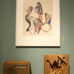 A Detrola Radio Model 571 from 1946 (bottom left) together with an undated collage and a so-called light trap, as seen at Alexander Girard. A Designer's Universe, Vitra Design Museum