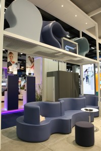 Cloverleaf modular sofa system by Verner Panton through Verpan, and distributed to airports via Vitra, as seen at Passenger Terminal Expo 2016 Cologne