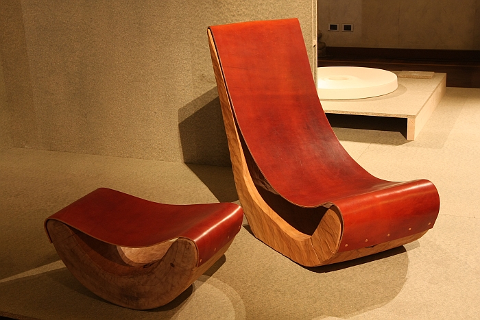 Low Chair and Stool by Kaspar Hamacher with Tannerie Radermecker, as seen at Belgian Matters, Milan 2016