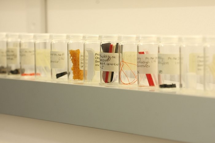 Part of the teaching collection from the Hochschule für Technik und Wirtschaft Berlin, , as seen at Object Lessons. The Story of Material Education in 8 Chapters at the Werkbundarchiv Museum der Dinge Berlin