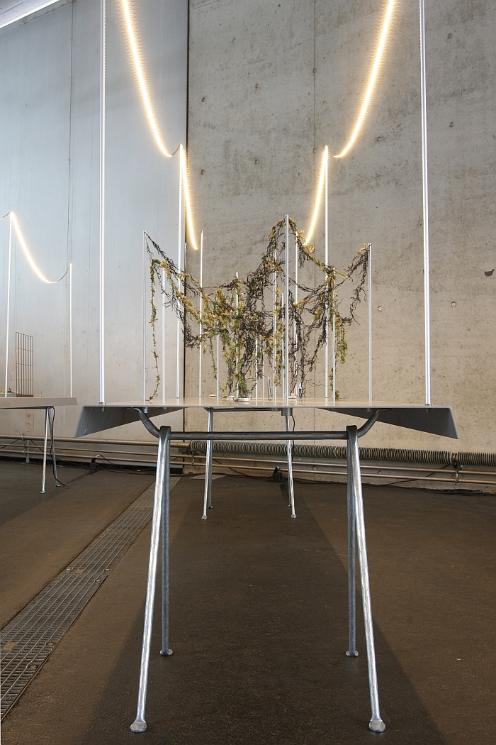 Lianes (Vines) and an Officina table trestle by Ronan and Erwan Bouroullec for Magis. The trestle building the "base" of the exhibition design
