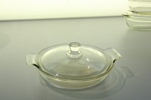 A 1935 Durax baking dish by Wilhelm Wagenfeld. Non-stackable