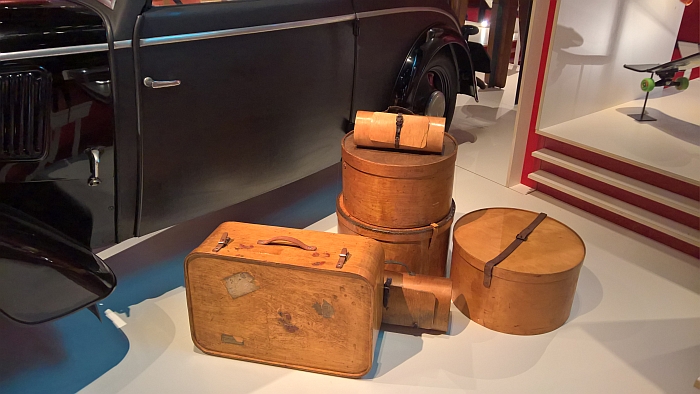Hatboxes, bags and suitcases manufactured by Luterma, as seen at Plywood: Material of the Modern World, the V&A Museum London