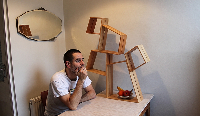 Designer and tutor Peter Marigold with an object from his Split series
