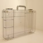 Transparent briefcase, as seen at Welt aus Glas. Transparentes Design, Wilhelm Wagenfeld Haus Bremen