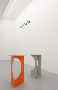 The Duetto side table by Tim Kerp for Pianca, and a series of "no waste" hooks, as seen at Generation Köln