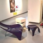 Fibreglass lounge chair and stool by Werner Müller for H.P. Spengler, as seen at Ideal living, Museum für Gestaltung Zürich