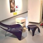 Fibreglass lounge chair and stool by Werner Müller for H.P. Spengler, as seen at Ideal living, Museum für Gestaltung Zürich