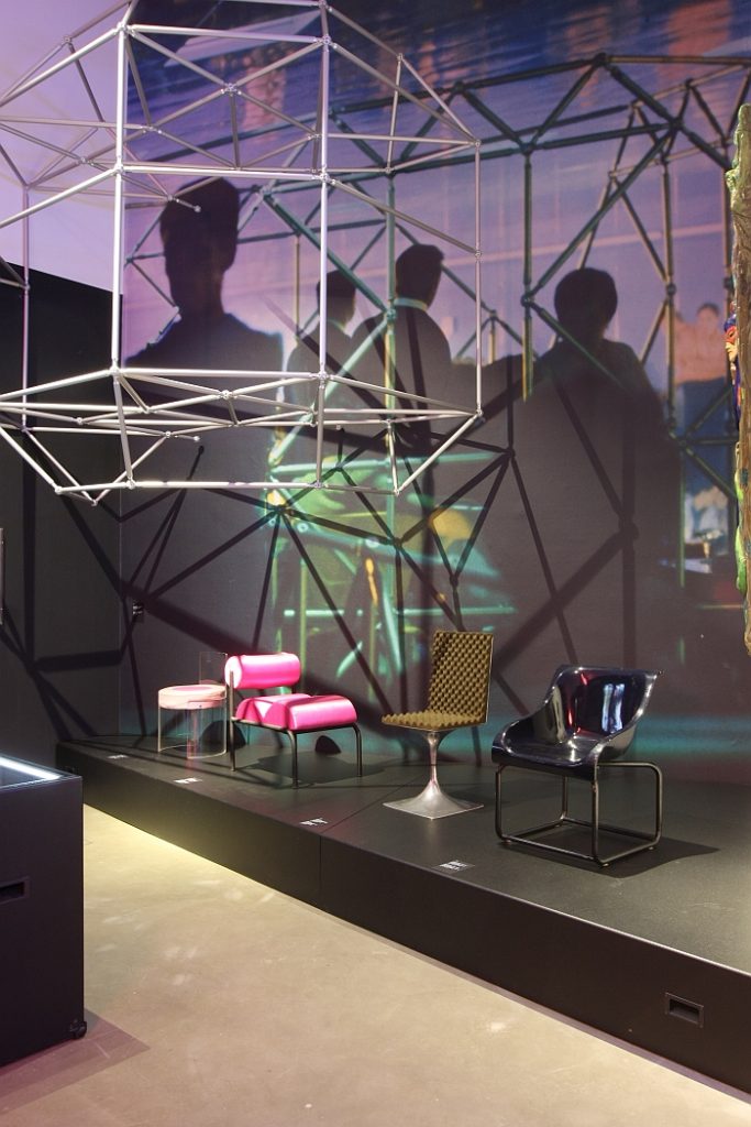 Examples of chairs created for 1960s nightslubs, as seen at Night Fever. Designing Club Culture 1960 - Today, Vitra Design Museum