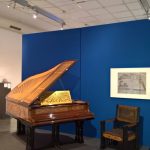 Salon grand piano and armchair from Behrns house in Darmstadt, both ca 1900, as seen at Peter Behrens. #all-rounder, the Museum für Angewandte Kunst Cologne