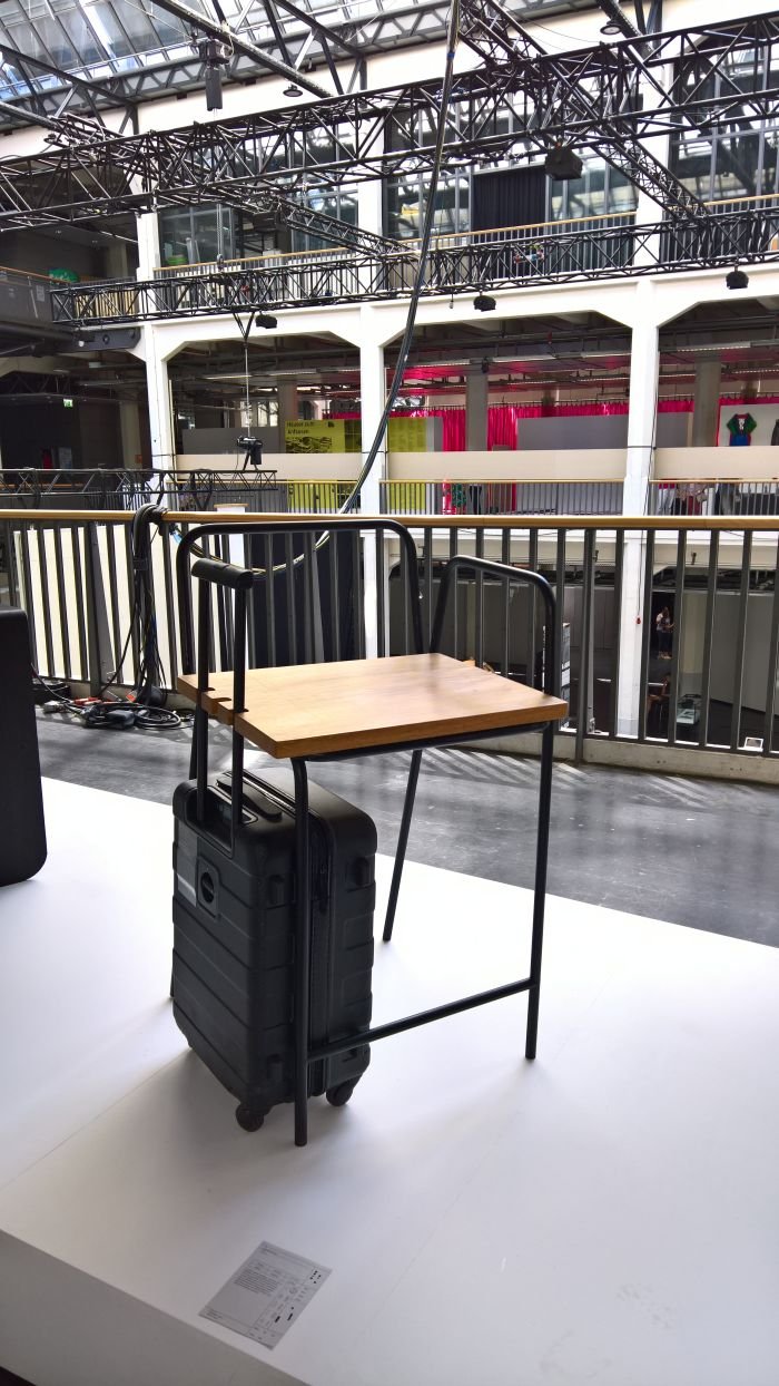 Uncompleted Chair by Yifan Hu, realised in context of MAGIS: Nomadic Cafe, as seen at Hochschule für Gestaltung Karlsruhe Rundgang 2018