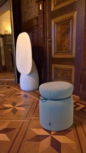 The new Johanson stool by Färg & Blanche, and flip-table, as seen at The Baker's House, Stockholm Design Week 2019