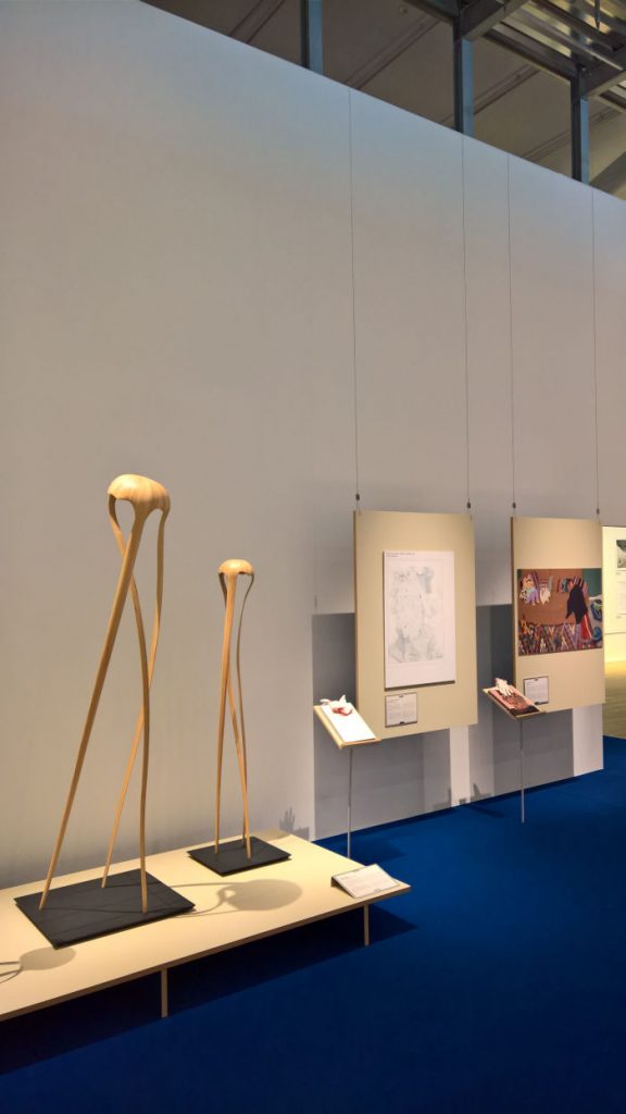 In the foreground Outside Material; The Transfiguration of Lines by Robert Curran, as seen at Ung Svensk Form/Young Swedish Design 2019 Exhibition, ArkDes Stockholm