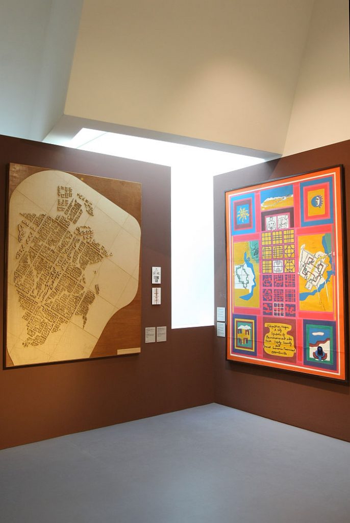 Vidhyadhar Nagar as plan and collage, as seen at Balkrishna Doshi. Architecture for the People, Vitra Design Museum