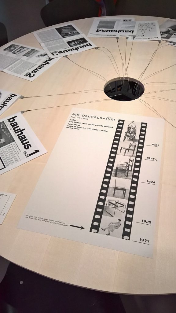 bauhaus film. fünf jahre lang by Marcel Breuer, and copies of the Bauhaus magazine, as seen at Bauhaus Imaginista, Haus der Kulturen der Welt, Berlin
