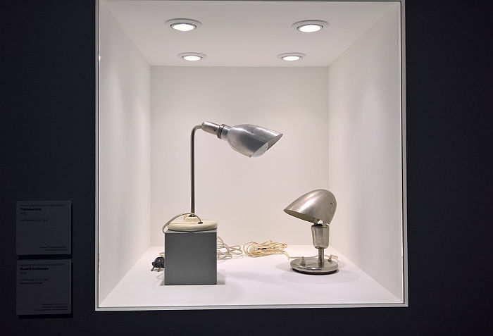 Two lamp designs by Hin Bredendieck and Sigfried Giedion for B.A.G. Turgi (1932), as seen at Between Utopia and Adaptation. The Bauhaus in Oldenburg, Landesmuseum für Kunst und Kulturgeschichte Oldenburg