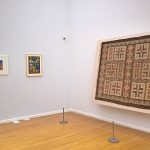 Rug and stained glass by Ida Kerkovius (r) & two pastels by Adolf Hölzel (l), as seen at Bauhaus. Textiles and Graphics, Kunstsammlungen Chemnitz