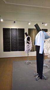 Works by Angewandte Kunst Schneeberg students, as seen at New textile worlds in a creative context – Potential technical, intelligent textiles + smart materials, Wasserschloß Klaffenbach, Chemnitz
