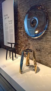 Plopp stool & Rondo mirror by Oskar Zieta, as seen at Design on Air, Centre d'innovation et de design au Grand-Hornu