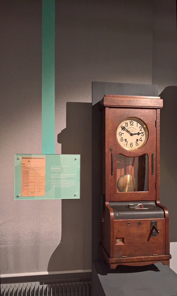 Punch clock by Uhrenfabrik J Schlenker-Grusen (ca 1930), as seen at Time, Freedom and Control. The Legacy of Johannes Bürk, the Uhrenindustriemuseum Villingen-Schwenningen