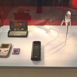 An Atari Portfolio (top), Game Boy + Tetris (l.) Philips AP 6112 mobile phone (m.) and a Juicy Salif citrus squeezer by Philippe Starck for Alessi, as seen at 1989 - Culture and Politics, The National Museum Stockholm