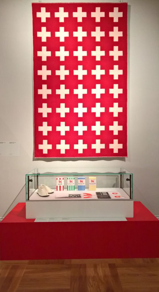 Blanket Krux by Wallén & milk packaging by Tom Hedqvist, as seen at 1989 - Culture and Politics, The National Museum Stockholm