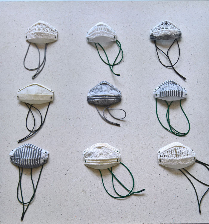 Face masks from The hidden qualities of salt by Mireille Steinhage, as seen at Finals 2019, ArtEZ Academy of Art & Design Arnhem