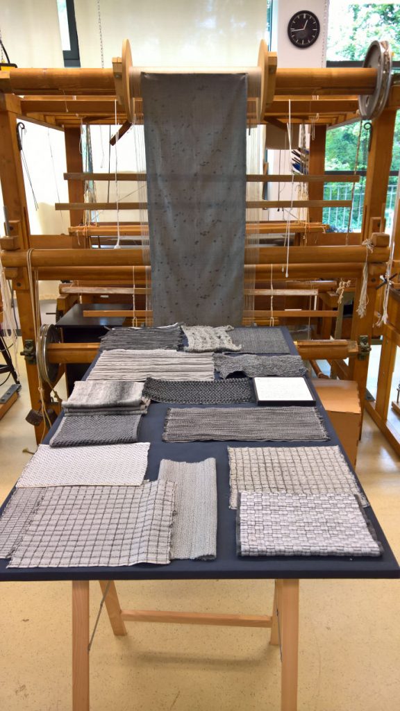 Results from the Textile Design class Grau, as seen at Rundgang 2019, Burg Giebichenstein Kunsthochschule Halle