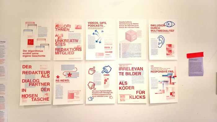 Quality in online journalism by So-jin Park, Sophie Pischel, Mena Standhaft and Lena Würsching, as seen at Rundgang 2019, Burg Giebichenstein Kunsthochschule Halle