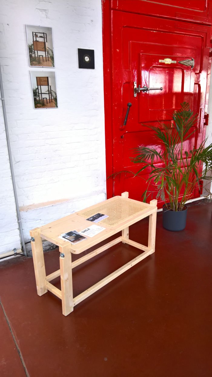 Shoji bench/table by Isaac De Mulder, as seen at VOMO on Track Two, VOMO, Thomas More University of Applied Sciences Mechelen