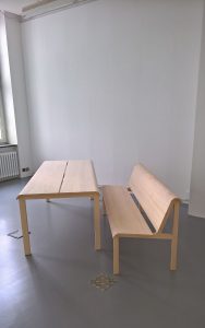 Urban Forest bench and table by Karoline Fesser & Valentin Winder, as seen at Generation Köln trifft Bregenzerwald, Cologne