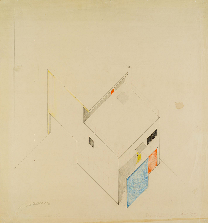 Design for the studio/atelier, Meudon-Val-Fleury, 1929, by Theo van Doesburg (Image © and courtesy of Collectie Het Nieuwe Instituut)