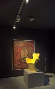 The Kiss by Peter Behrens and a Luigi Colani plastic cantilever chiar prototype, as seen at Luigi Colani and Art Nouveau, Bröhan-Museum, Berlin
