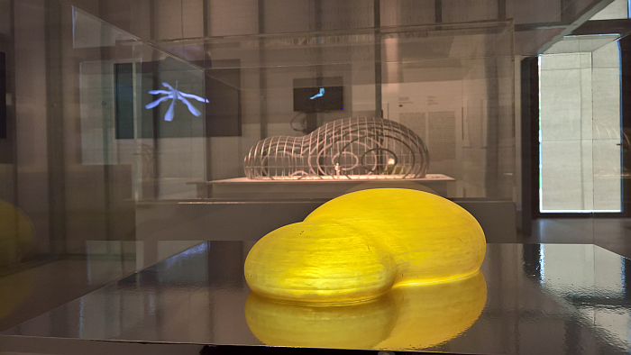 The BMW Bubble, one of the first 3D printed architecture models, as seen at The Architecture Machine. The Role of Computers in Architecture, the Architekturmuseum der TU München 