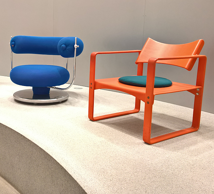 Components of the Series 400 (l) and Series 270 F (r) by Verner Panton for Thonet, both examples of furniture systems, and both with not initially obvious functionalities, as seen at Thonet & Design, Die Neue Sammlung – The Design Museum, Munich (17.05.2019 – 06.06.2021)