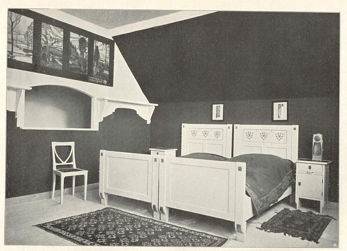 Gertrud Kleinhempel's bedroom ensemble for the 1902 Prima Esposizione Internazionale d’Arte Decorativa Moderna in Turin (image via https://daten.digitale-sammlungen.de CC BY-NC-SA 4.0)