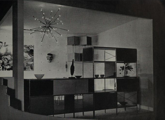 Galaxy, and the Eames Storage Units, by Charles and Ray Eames, as exhibited at An Exhibition for Modern Living, Detroit, 1949