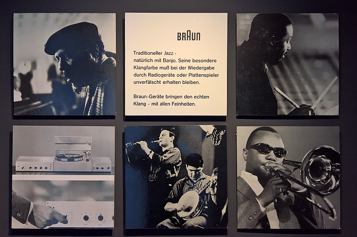 Braun advertising with jazz, as seen at Braun 100, Bröhan-Museum, Berlin