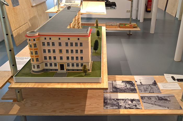 Corner Saarlouisstrasse/ Fritz-Heckert-Strasse, as seen in Endless Beginning. The Transformation of the Socialist City, Museum Utopie und Alltag, Eisenhüttenstadt........
