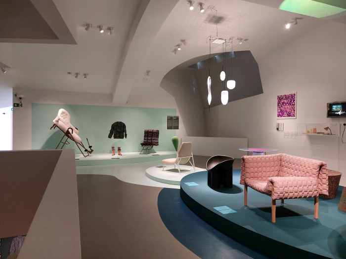 Part of the chapter The Bigger Picture 1990 - Today with amongst other works, Furnitureplant #1, Hangout by Bless (2016) (l) & Ruché by Inga Sempé for Ligne Roset (2010), as seen at Here We Are! Women in Design 1900 - Today, Vitra Design Museum, Weil am Rhein
