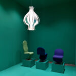 System 1-2-3 chairs (1973/74) and Onion lamp (1977), as seen at Verner Panton - Colouring a New World, Trapholt, Kolding
