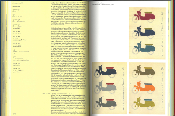 Karl Clauss Dietel's proposed colour scheme for the Simson KR 51 "Schwalbe", as seen in karl clauss dietel. die offene form by Walter Scheiffele and Steffen Schuhmann, Spector book, 2021 (Image courtesy Spector Books)