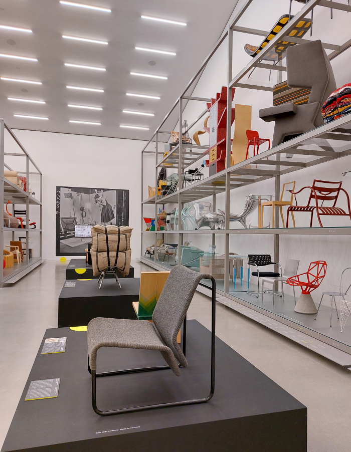A ca. 1951 tubular steel chair by Maija-Liisa Komulainen, as seen at Spot On: Women Designers in the Collection, Vitra Design Museum Schaudepot, Weil am Rhein